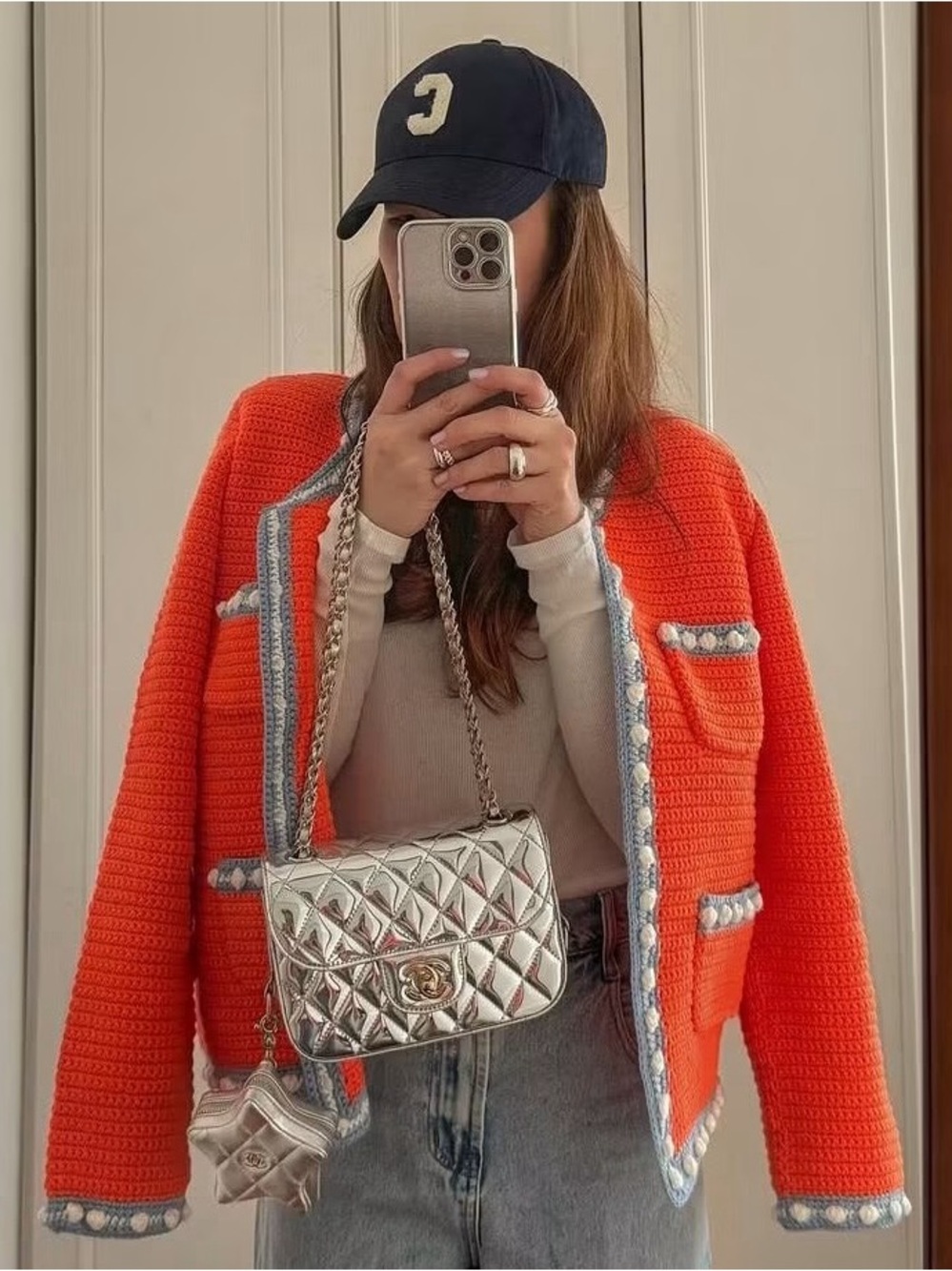 NEW HUNTER BELL Large coco jacket in orange tweed